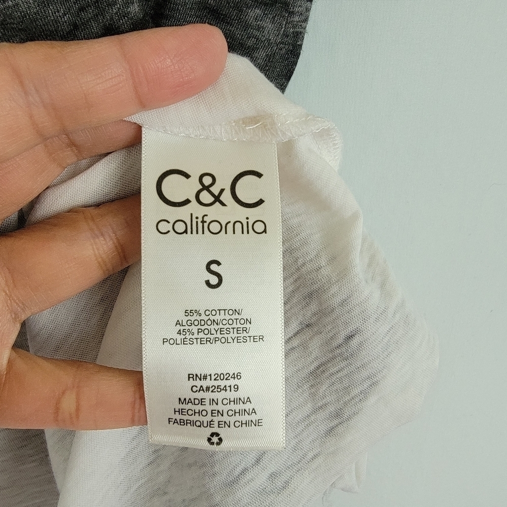 C&C California Gray Slub Cotton Casual T-Shirt Sz Small Crewneck Short Sleeve - Picture 9 of 11